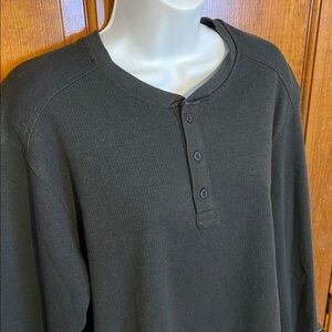 01. ALGO Performance Henley Shirt Men's XL Long Sleeve Black Wicking UPF 40